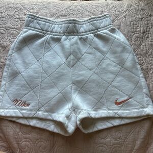 Nike White Quilted Shorts with Orange Embroidery